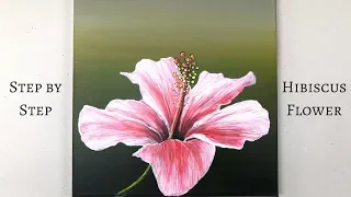 Hibiscus Flower STEP by STEP Acrylic Painting on Canvas (ColorByFeliks)