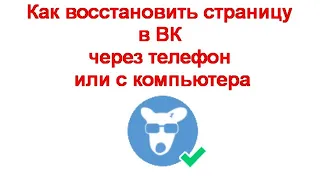 Как восстановить страницу в ВК через телефон или с компьютера