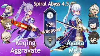 NEW Spiral Abyss 4.5! C1 Keqing Aggravate x C0 Ayaka Melt | Floor 12 9 Stars | Genshin Impact