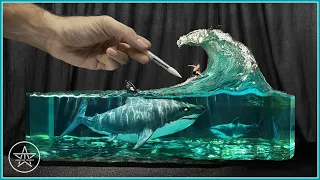 The #MEG2 Diorama: How Surfers Battle Megalodons #resinart