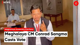 Meghalaya CM Conrad Sangma Seen Casting Vote In South Tura Constituency In Garo Hills