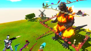 AROUND BURNING GODZILLA Deadly Parkour - Animal Revolt Battle Simulator