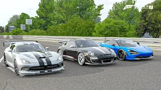 Forza 7 Drag race: Dodge Viper ACR (1000hp) vs Porsche 911 GT3 RS 4.0 (825hp) vs McLaren 720S