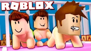 Супер день МАЛЫША! День Рождения или ПОБЕГ от малышей в ROBLOX #КИД