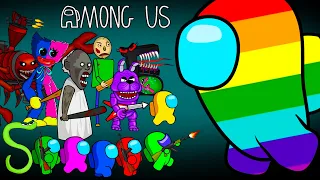 어몽어스 VS 좀비 애니메이션 Giant Rainbow Among Us VS Zombie (Bonnie, Granny, Baldi, Huggy Kissy)