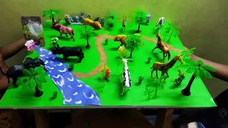 How to make forest model for school project/ jungle animals making for school project