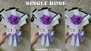 Single Rose Satin Bouquet/How to wrap single bouquet/Kath Ideal