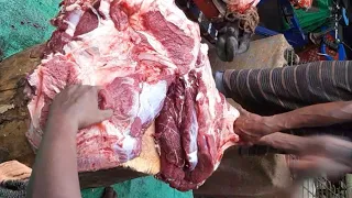 Meat Cutting Techniques - Eid Festival Cheapest Big Cow Meat Market in Bangladesh #DhanShiri