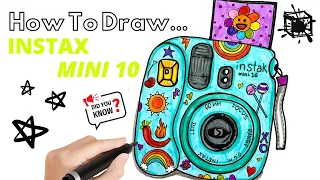 HOW TO DRAW AN EASY POLAROID CAMERA | INSTAX mini10 // step by step