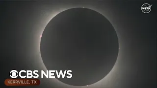 Total solar eclipse seen from Kerrville, Texas, as clouds clear