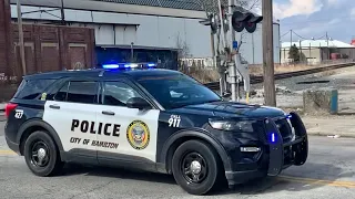 5 Cop Cars Speed Over RR Crossing, What Is Going On?  Norfolk Southern Radar Speed Check & Detector!