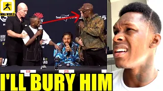 Israel Adesanya reacts his confrontation with LITTLE MIDGET Manel Kape,Sean Strickland,UFC 293