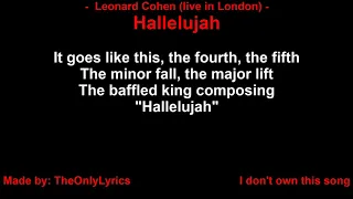 Leonard Cohen - Hallelujah (Live In London) (with lyrics)