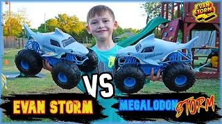 Monster Jam Megalodon Storm VS Megalodon Evan Storm Extreme Backyard RC Challenge