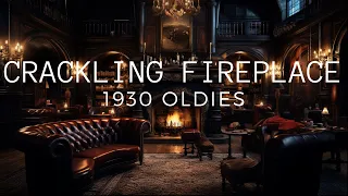 1930s Oldies playing on a gramophone in a cozy drawing room (Fireplace crackling ambience)