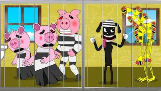 Siren Head Gold, Piggy Family In Jail With Cartoon Dog +More - Roblox Piggy Animation | GV Studio
