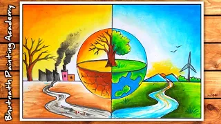 how to draw Save environment save earth poster painting||global warming