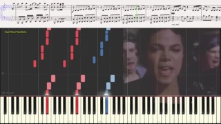 Michael Jackson - Bad (Ноты и Видеоурок для фортепиано) (piano cover)