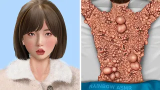 ASMR Remove Big Acne & Worm Infected Back | Deep Cleaning Animation