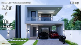 House Design | Simple House Design | 8.5m x 11m  2 Storey | 4 Bedrooms