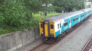 The Ffestiniog Railway: The Class 150 'Sprinter' Arriva Trains Wale leaves at Blaenau Ffestiniog.