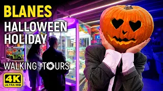 4K Blanes (Catalonia, Spain) Halloween Holiday Walking Tour • October 2022