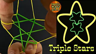 How to make a rubber band double stars and triple stars with 2 rubber bands. Rubber bands trick.