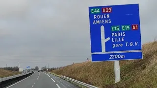 🇫🇷France: A29 Savy Peronne ||  E44 European Highway || direction  Lille Calais Brussel