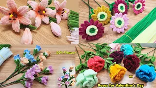 DIY | 5 ideas | How to make flower with pipe cleaner | flowers tutorials by handcraft sreyneang