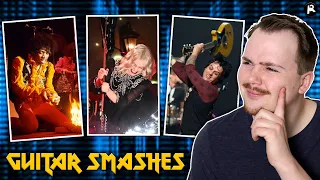 REACTING TO INSANE GUITAR SMASHES!  (Nirvana, Green Day, Phoebe Bridgers, Muse)