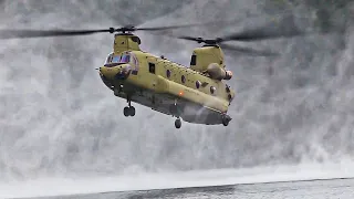 CH-47 Chinook Helicopter Performed HELOCAST JUMP at American Lake by Washington Army National Guard