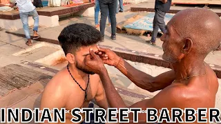 ASMR 2$ Indian Street Barber Massage Therapy at Holi City Varanasi (part -3/4)