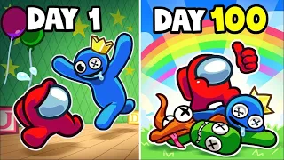 I Survived 100 DAYS in the Rainbow Friend's Play Place in Among us!