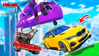 ЭВАКУАТОР VS ВЕРТОЛЕТ ! УГНАЛ БМВ НА ВЕРТОЛЕТЕ В GTA 5 ONLINE ! - БИТВА ЭВАКУАТОРОВ В ГТА 5 ОНЛАЙН