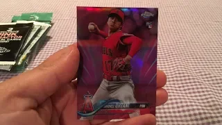 2018 Topps Chrome Cello Pack Break updated edition with Shohei Ohtani pink refractor Rookie!