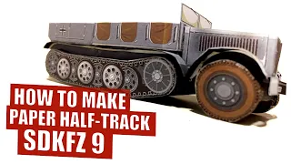 How to make Paper model half-track SdKfz 9 artillery cardboard tractor WW2, paper truck craft DIY