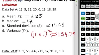 Finding Mean, Median, Variance, and Standard Deviation (via TI-84 Plus, TI-Plus C, or TI-84)