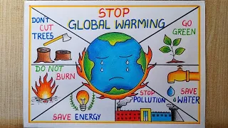 Global Warming Poster drawing easy| Save Earth Drawing| Save Environment Poster| Climate change