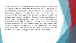 Ontology with SVM Based Diagnosis of Tuberculosis and Statistical Analysis IJMHSR 33 37 43