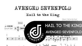 Avenged Sevenfold - Hail to the King + Drumless Track (Drum transcription) | Drumscribe!