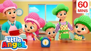 Bake off Time with The Family |  Little Angel Color Songs & Nursery Rhymes | Learn Colors & Shapes