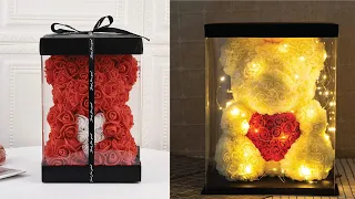 Foam Rose Bear with Lights – Romantic Gift