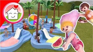 Playmobil Familie Hauser - Pool Glücksrad - Schaumparty im Aquapark mit Anna und Lena