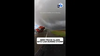 Semi-truck slams into car during storm in Nebraska