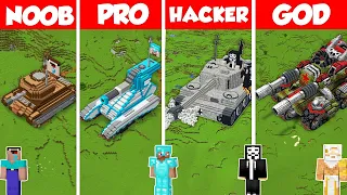 TANK STATUE BASE HOUSE BUILD CHALLENGE - Minecraft Battle: NOOB vs PRO vs HACKER vs GOD / Animation