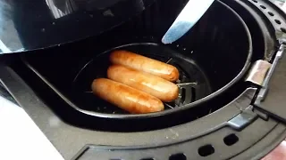 Cooking sausages in the Air Fryer.