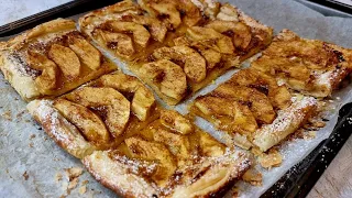 How to make an easy delicious puff pastry dessert?: amazing apple cinnamon puff pastry tart !