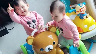 [HATAE TV] [Eng sub] 야채 손질하는 쌍둥이 까꿍놀이에 중독된 쌍둥이 러닝타워 스툴 몬테소리육아  k baby korean baby twins