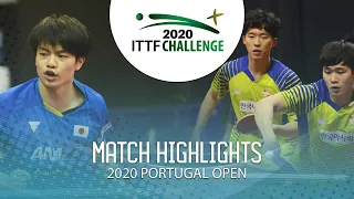 Shunsuke T./Yukiya U. vs Baek K./Park Chan-H. | 2020 ITTF Portugal Open Highlights (R16)