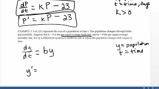 MATHEMATICAL MODELING  SETTING UP A DIFFERENTIAL EQUATION